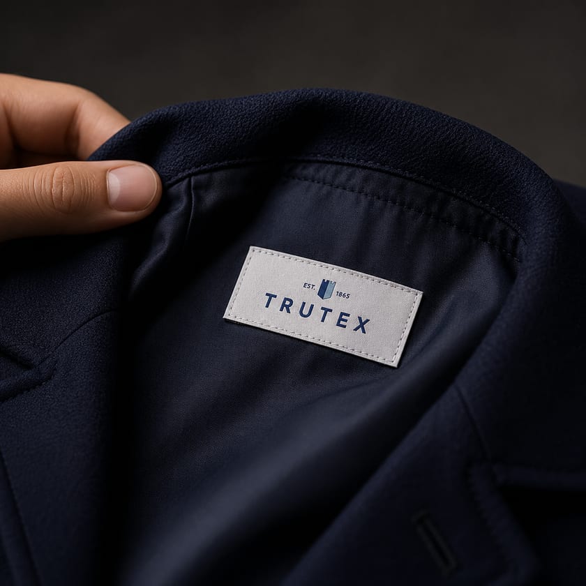 The woven Trutex label inside a garment