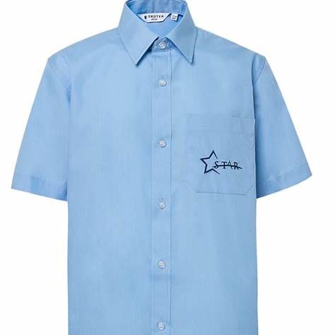Folded shirts and polo shirts in school colours